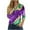 #2 Multicolor, variant on CYiJun Mardi Gras Shirts,Women's Glitter Mardi Gras Blouse,3/4 Sleeve Sequined Top with Fleur De Lis Pattern for Parade