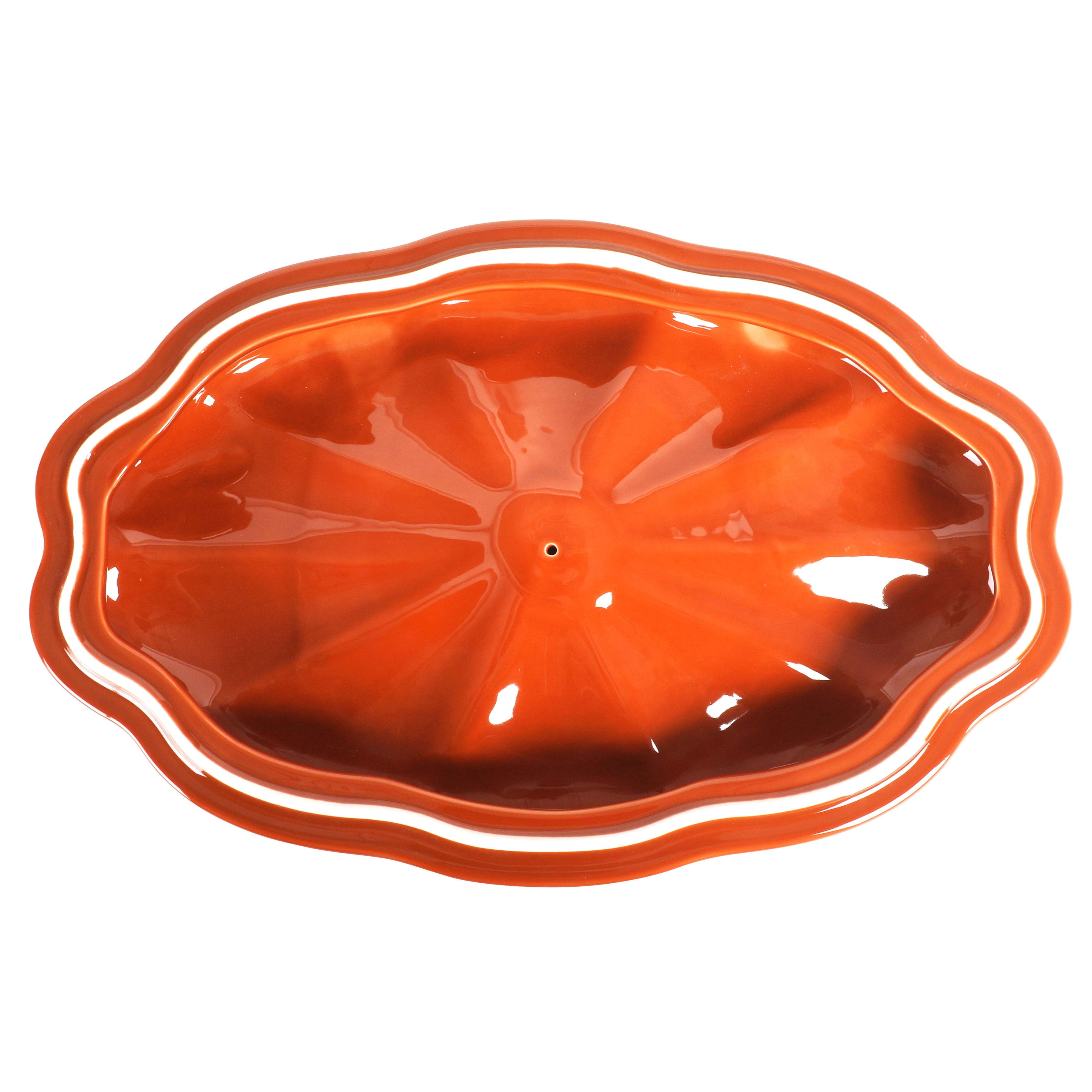 The Pioneer Woman Pumpkin Orange 3-Quart Oval Stoneware Baking Dish With Lid