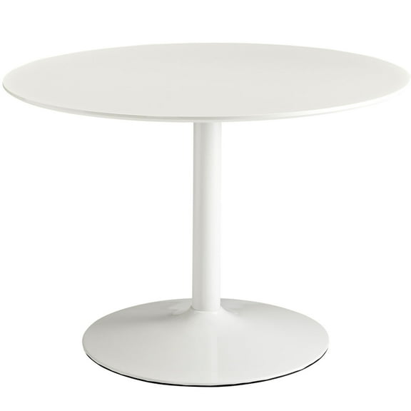 Modway Revolve Round Wood Dining Table with Aluminum Base in White