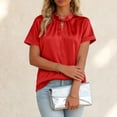 thumbnail image 5 of vigerkar Women's Dressy Business Casual Blouses Short Sleeve Tops Summer Outfits Pleated Work Shirts (Red, S), 5 of 7