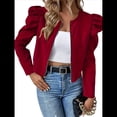 thumbnail image 1 of Chaqueta Corta de Larga para Mujer, con Cremallera, Abrigo, Ropa de Abrigo, Atuendo de Otoño, Chaquetones Rojo M, 1 of 7