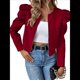 thumbnail image 1 of Chaqueta Corta de Larga para Mujer, con Cremallera, Abrigo, Ropa de Abrigo, Atuendo de Otoño, Chaquetones Rojo S, 1 of 7