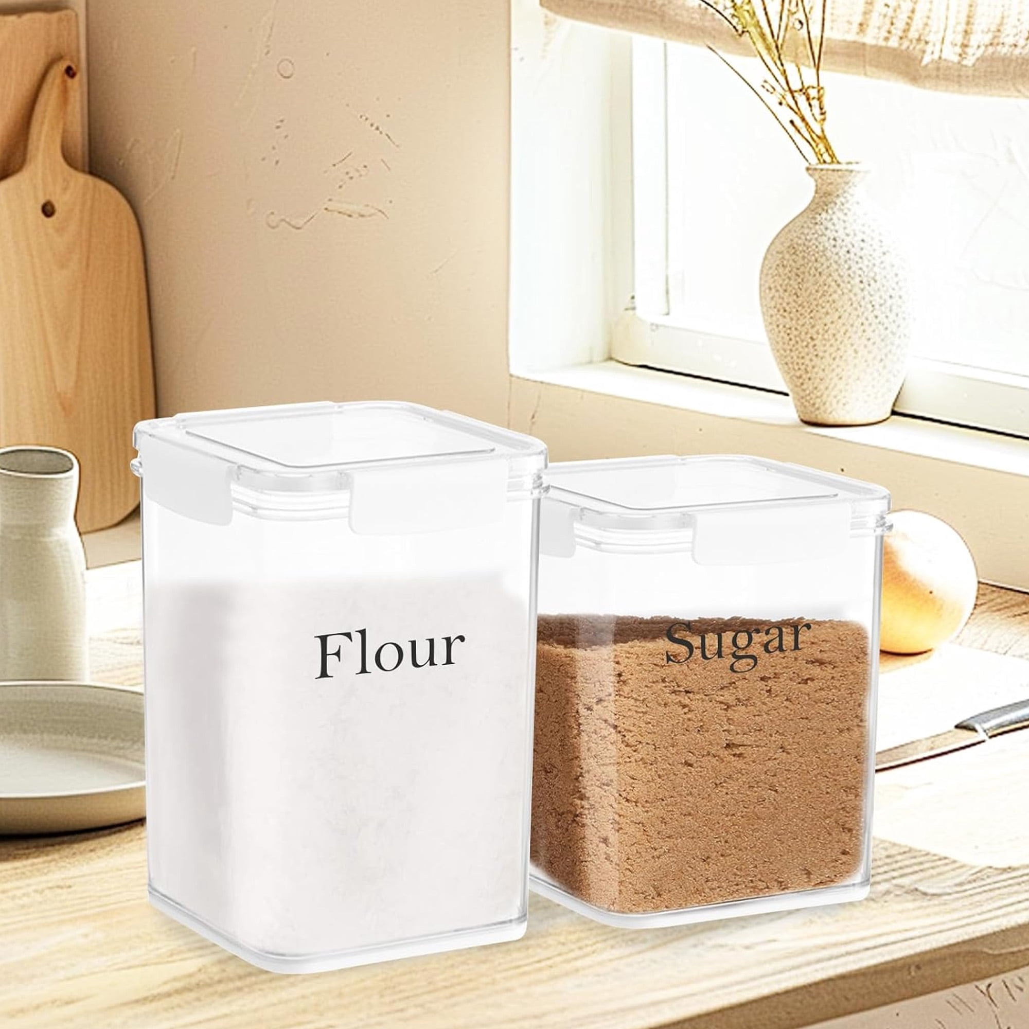 Pethiy Airtight Food Storage Containers with Lids, Food Jar Canisters for Flour, Sugar, Rice, Food Storage for Kitchen Pantry Organization 2 Pcs Set 4L&5L, BPA Free