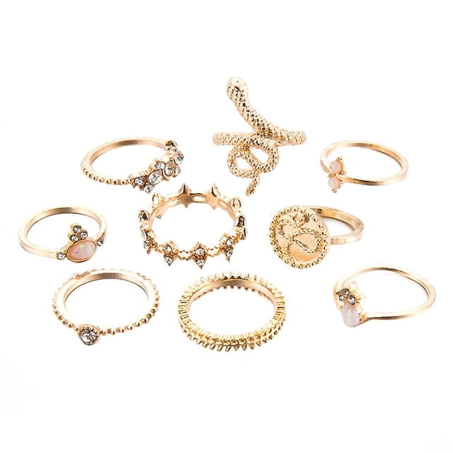 Set de anillos HUOGUO, aleación geométrica con forma de hoja serpentina, para mujer