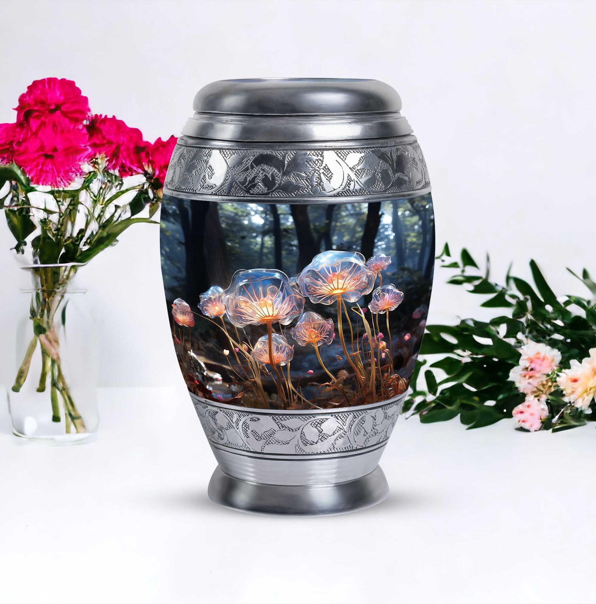 Glass Mushroom Urn, Urns For Ashes Adult, Large Urn - 10 Inch, Urns For Cremation Ashes Mother, Urn For Ashes For Men - Burial Urns For Mom Ashes, Urn For Dad, Funeral Urns For Human Ashes Adult