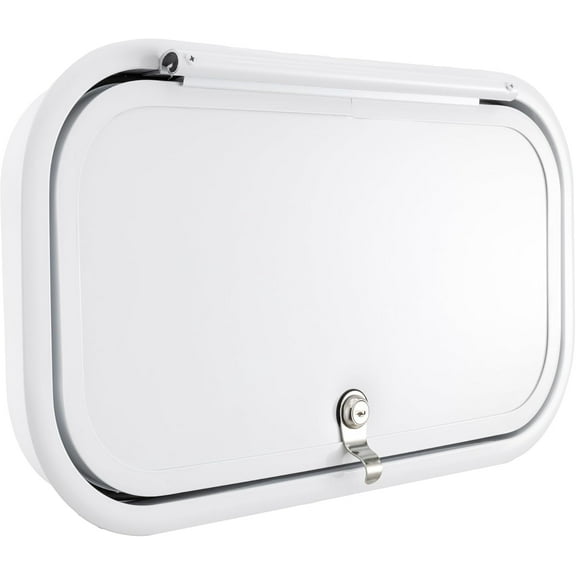 RecPro RV Baggage Compartment Door | 20" W x 11" H | Fiberglass | Rounded Corners | Weather-Tight Seal | Made in America (White)