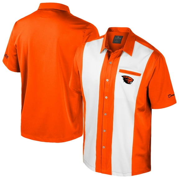 Men's Colosseum Orange Oregon State Beavers Strike Bowling Button-Up Shirt
