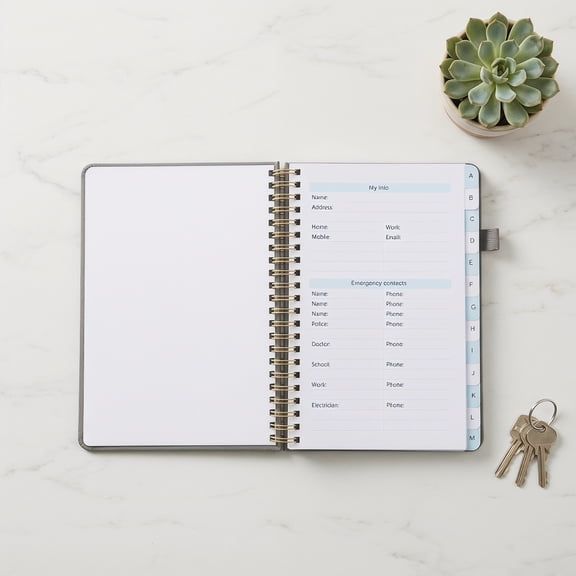 BESTYASH Compact Small Address Book with Tabs, Grey Organizer for Phone Numbers, Passwords, and