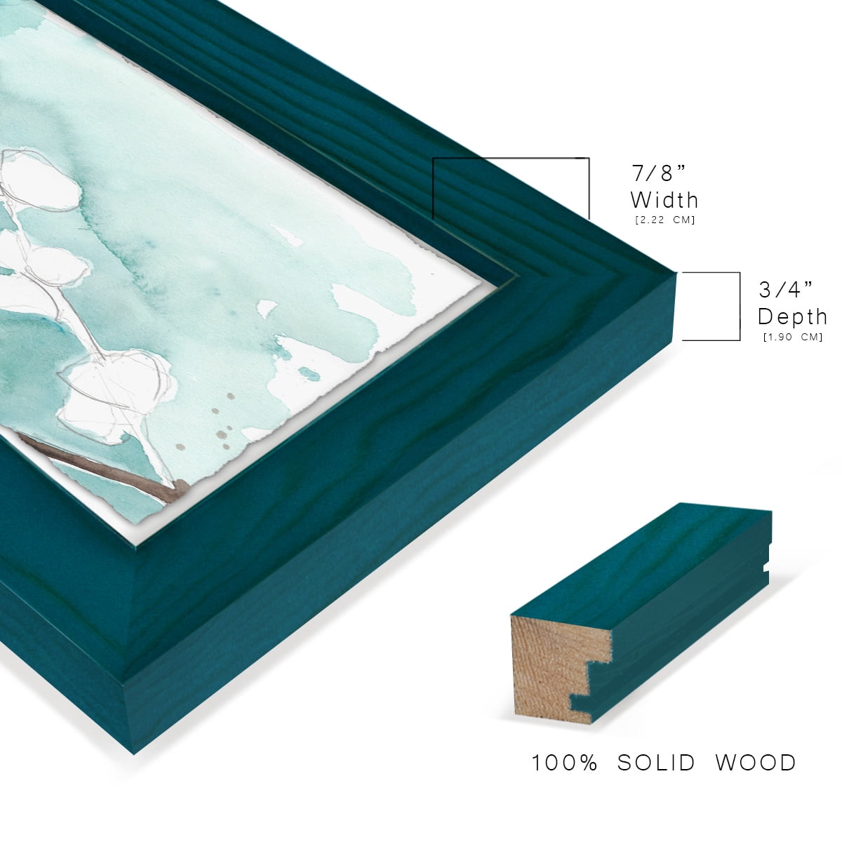 Ginkgo on Dusty Teal V - Framed Print w/glass - Ocean Blue