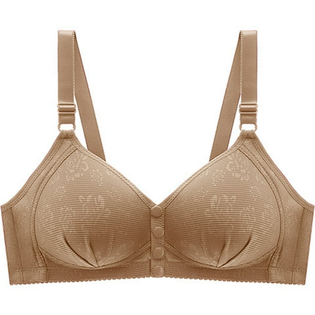 UNITWRY Plus Size Wireless Bra for Women's Solid Color Deep-V Without Underwire Adjustable Straps Bras Push-Up Full Coverage Comfortable Support Front Closure Bras