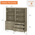 thumbnail image 3 of WAMPAT 72" Bookshelf with 3 Drawers, Tall Bookcase Large Display Book Case Shelf with 3 Tier Open Book Shelves，Library Wooden Bookshelves for Living Room,Office, Bedroom, Wash Grey (2PCS), 3 of 7