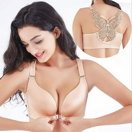 Outfmvch Bras for Women Sports Bras for Women Bralettes for Women Bra Women s Solid Backless Closure Underwear Front Wire Womens Underwear(clearance) Khaki 38c