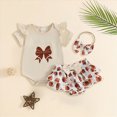 thumbnail image 2 of CAUYDY Preemie Girl Photoshoot Outfits Toddler Girls Short Sleeve Romper Set Newborn Fall Winter Clothing Infant Bodysuit 3M 6M 9M 12M 18M 24M Sizes 6-12 Months,Beige, 2 of 5