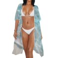 thumbnail image 4 of SCRAWLGOD Starfish Seashell Print Womens Swimsuit Coverup Casual Open Front Swimsuit Cover Up Breathable Quick Dry Bathing Suit Cover Up for Beach Party, 4 of 6