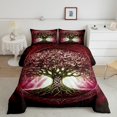 thumbnail image 1 of Erosebridal Ensemble de Couette Pleine Boho Arbre de Vie, Couette en Duvet Mandala Hippie, Rouge, Microfibre, 1 of 8