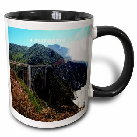 3dRose Pacific Coast Highway At Big Sur California - Two Tone Black Mug, (Best Lunch In Big Sur)