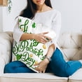 thumbnail image 2 of St Patricks Day Pillow Covers 18x18 Green Linen Gnomes Clover Printed Spring Decor St Patricks Day Decorations Cushion Covers for Home Decor, 2 of 6