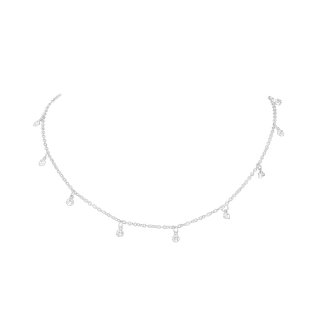 VONKY Collier Ras du Cou Style Coréen Simple en Alliage Pendentif en Strass Chaîne Réglable Bijou de Mariage pour Fille
