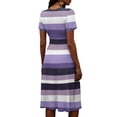 thumbnail image 4 of Birthday Dress Summer Short Sleeve Wrap V-Neck Sundress Elastic High Waist A-Line Casual Party Work Dress, 4 of 5