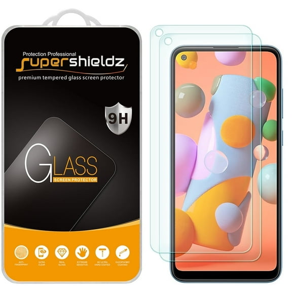 [2-Pack] Supershieldz for Samsung Galaxy A11 Tempered Glass Screen Protector, Anti-Scratch, Anti-Fingerprint, Bubble Free