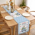 thumbnail image 3 of Table Runner 70 Inches Long for Kitchen Dining, Spring Easter Dresser Scarf Farmhouse, Dining Table Decorations for Wedding/Parties, Watercolor Floral Eggs Rabbits Truck Blue 13 x 70 In, 3 of 8