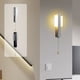 thumbnail image 1 of Aplique de Pared Metálico con Cable, Iluminación Moderna Led Cálida, Elegante Detalle Dorado, Decoración para Sala de Estar, Dormitorio, Baño, Pasillo, de Bajo Consumo, 12 X 27 Cm, Luz Cálida., 1 of 6