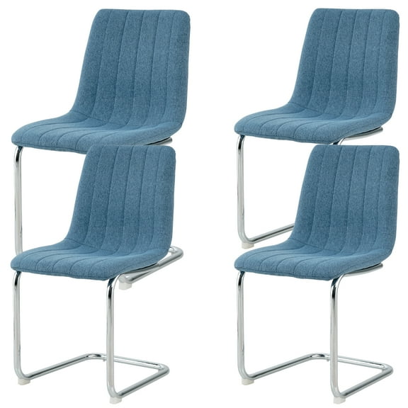 Sumdeal Sumdeal Modern Flannelette Simple Light Luxury Dining Chair with C-shape Metal Leg,Blue,Set of 4