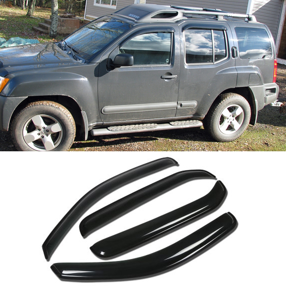 4-Piece Tape-On Out-Channel Guards Window Medium Smoke-4x Out-Channel Tape On Sun Rain Guards Window Visors