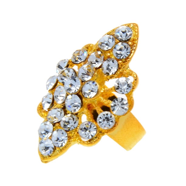Anillo con forma de corona de diamantes de imitación para mujer y niña, para la punta del dedo, para decoración de uñas