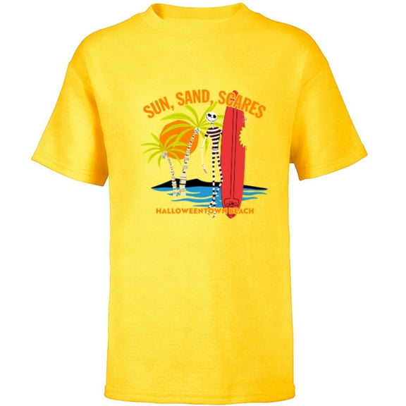 Disney The Nightmare Before Christmas Sun Sand Scares Beach - Short Sleeve T-Shirt for Kids - Customized-Yellow