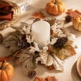 thumbnail image 4 of Bcylexb Fall Table Wreaths, 10.2" Artificial Maple Leaves Candle Ring Wreaths Halloween Thanksgiving Decorations for Table Centerpieces Party Kitchen, 4 of 6