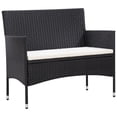 thumbnail image 6 of vidaXL 5 Piece Poly Rattan Outdoor Dining Sets with 3-Seater Sofa and 2-Seater Sofa, Black / Cream White, 6 of 12