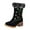 Black, variant on Snow Boots for Women Xmas Tree Embroidery Casual Suede Plush Mid Calf Lug Sole Stacked Heel Long Boots Winter Holiday Christmas Dress Booties