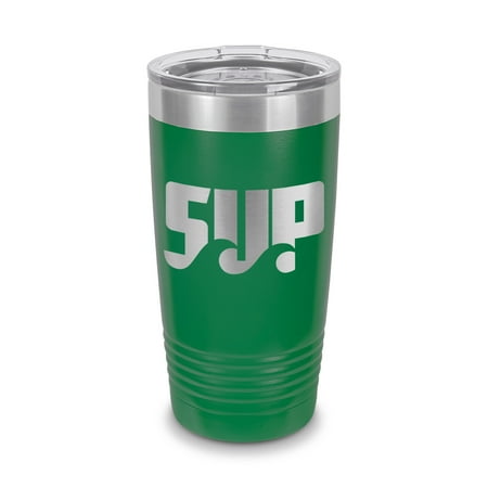 

Stand Up Paddle Boarding Tumbler 20 oz - Laser Engraved w/ Clear Lid - Stainless Steel - Vacuum Insulated - Double Walled - Travel Mug - paddleboarding surf beach outdoors - Green