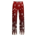 thumbnail image 5 of Women's Christmas Printed Plush Casual Pants with Drawstring Elastic Waist, Long Trousers for Home and Casual Wear, Comfortable Design,Red,S, 5 of 6