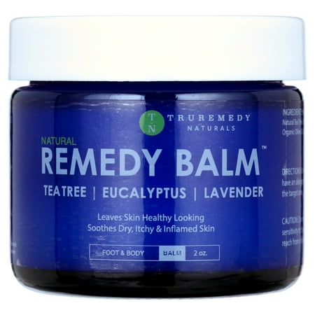 Truremedy Naturals Remedy Balm with Tea Tree Oil, 2 oz - Soothing Moisturizer for Rough Areas - Nourishing Foot and Body Balm with Tea Tree, Lavender, and Eucalyptus