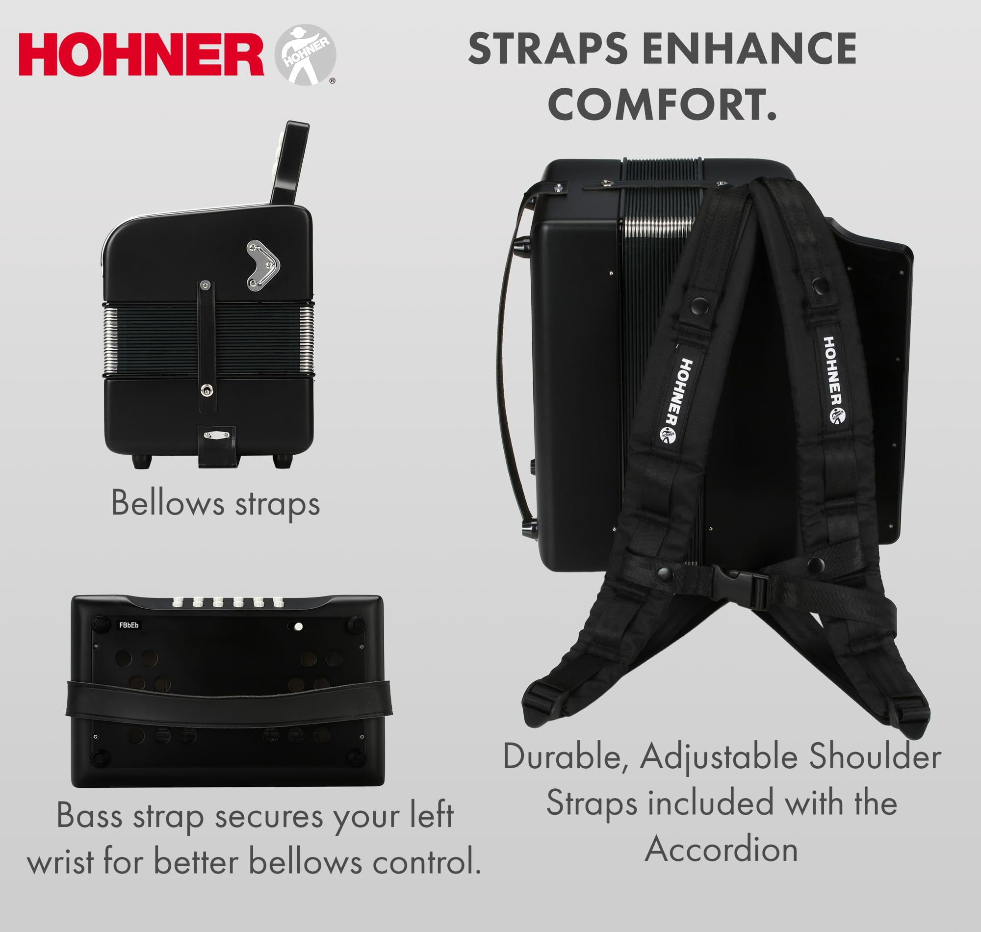 Hohner Panther Diatonic Accordion - Keys G/C/F Bundle with Hard Case and Austin Bazaar Polishing Cloth