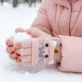 thumbnail image 5 of allydrew Winter Warm Cute Cat Fingerless Gloves for Girls, Convertible Flip Top Half Finger Mittens, Light Pink, 5 of 6