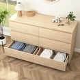 thumbnail image 6 of Resenkos 6-Drawer Dresser, Light Woodgrain Chest, Spacious Storage, 150lb Top Capacity, Smooth Metal Slides, Brown, 6 of 11