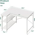 thumbnail image 2 of L Shaped Desk, 39 Inches Computer Desk with Reversible Storage Shelves, Gaming Desk, Corner Desk Home Office Desks, Writing Desk Study Desk with Metal Frame, White, 2 of 14