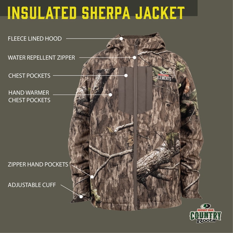 Mossy Oak Elements Youth Hunting Jacket Sherpa Lined Waterproof