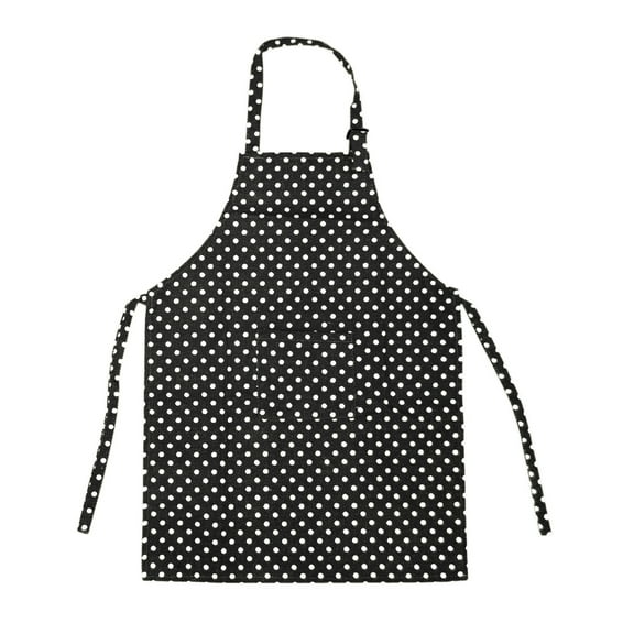 Opromo Durable Cotton Canvas Kids Aprons with Pocket, String Adjustable, 23" x 17"-BLACKDOT-6 Pack