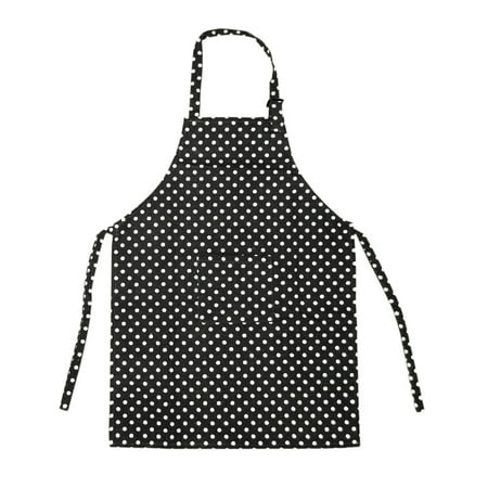 Opromo Durable Cotton Canvas Kids Aprons with Pocket, String Adjustable, 23" x 17"-BLACKDOT-1 pack