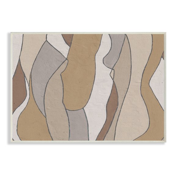 Stupell Industries Abstract Curved Body Shapes Brown Beige Neutral Abstract Painting Unframed Art Print Wall Art, 13 x 19