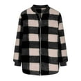 thumbnail image 4 of GaThRRgYP Stylish Winter Lounge Jacket for Ladies Autumn,Women's Fashion Long Sleeve Solid Color Thickening Cardigan Jacket Checkered Fall Winter Warm Coat Pink XXXL, 4 of 5
