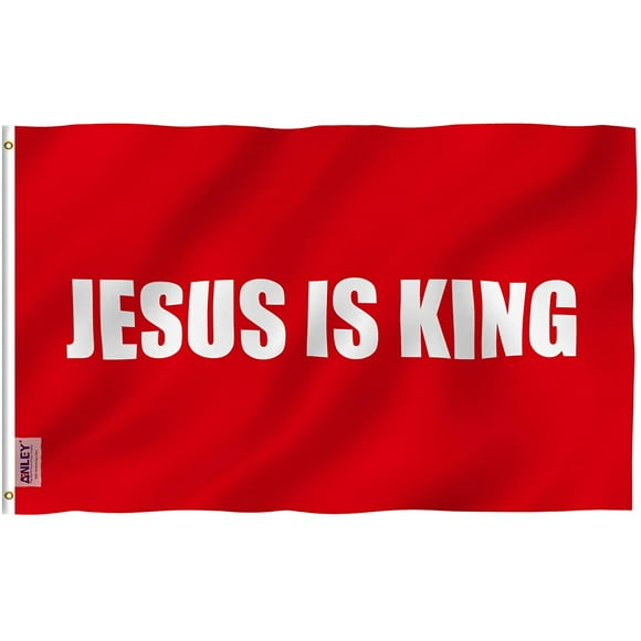 Anley Fly Breeze 3x5 Foot Jesus is King Flag - White Christian Flags Polyester with Brass Grommets 3 X 5 Ft