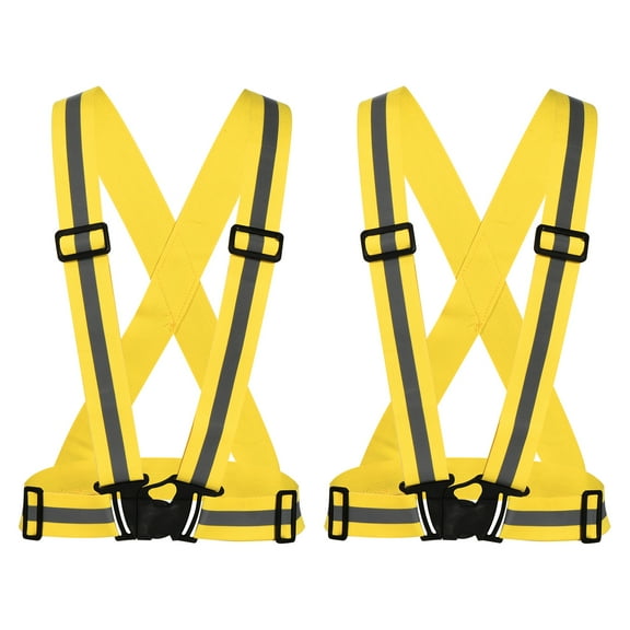 Uxcell Reflective Vest Adjustable High Visibility Safety Vest 1.5" Strip for Cycling Running Walking Dark Yellow 2 Pack