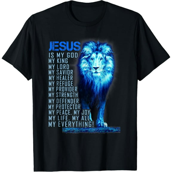 Lion Christian Jesus Is My God King, Lord, and Savior T-Shirt100% cotton short-sleeved shirt for both men and women