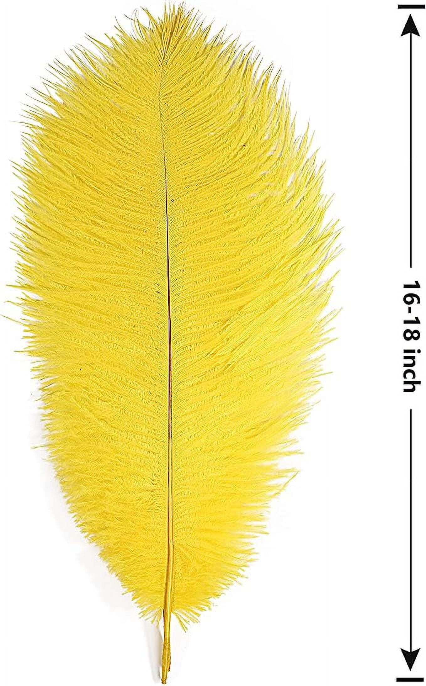 NAMZI 12pcs Yellow Bulk Natural Ostrich Feathers 16-18Inch (40cm-45cm), Perfect for Wedding, Party Centerpieces, Easter & Home Decoration