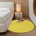 thumbnail image 3 of Yellow Burlap Texture Large Round Rug 8 FT, Non Slip Living Room Area Carpet, Farmhouse Vintage Yellow Washable Soft Circle Rug Non-Shedding Floor Carpet for Bedroom Office Dining Room, 3 of 9